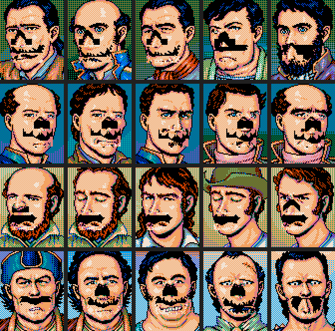 Generated sailors while the AI was down the rabbit hole, with missing noses, floating mustaches and black holes for mouths