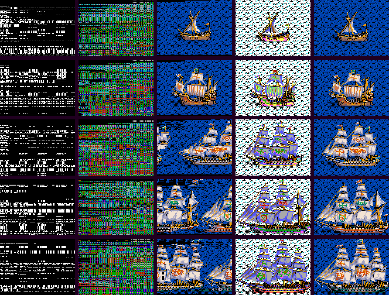 The first, distorted ship beside the correctly decoded one